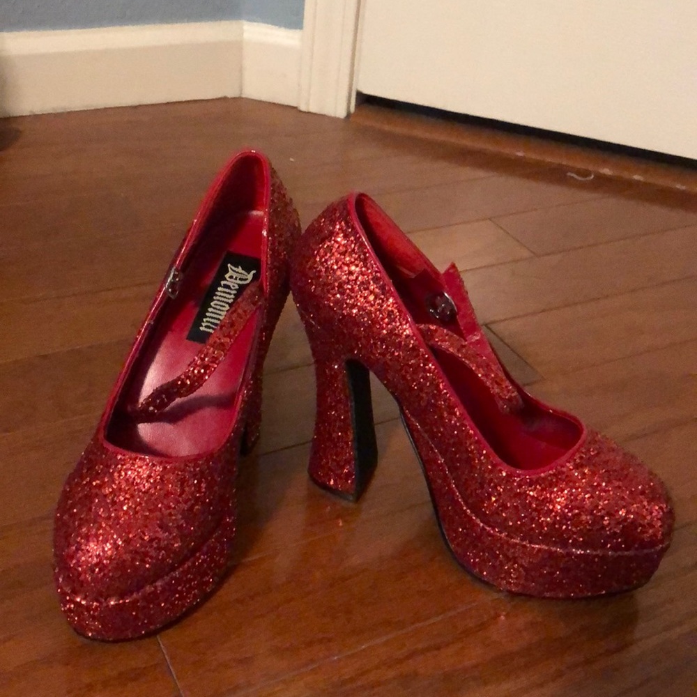 Red glittery shoes